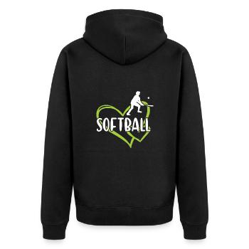 Sport Heart Softball - Unisex Premium Bio Zip Hoodie - Schwarz - Hinten - Nico (187cm)
