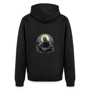 Zombie awakens from his grave from the undead - Unisex Premium Organic Zip Hoodie - black - Back - Nico (187cm)