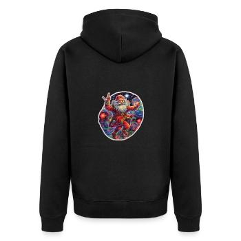 Santa Claus Santa Flies Through the Universe - Unisex Premium Organic Zip Hoodie - black - Back - Nico (187cm)