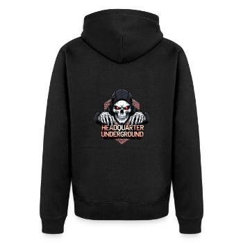 Gangster Skull, - Unisex Premium Bio Zip Hoodie - Schwarz - Hinten - Nico (187cm)