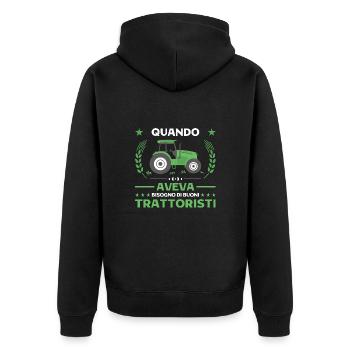 Agricoltura Buoni Trattoristi Trattore - Unisex Premium Bio Zip Hoodie - Schwarz - Hinten - Nico (187cm)