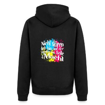 Ich bin auf der andern Seite der Macht - Unisex Premium Bio Zip Hoodie - Schwarz - Hinten - Nico (187cm)