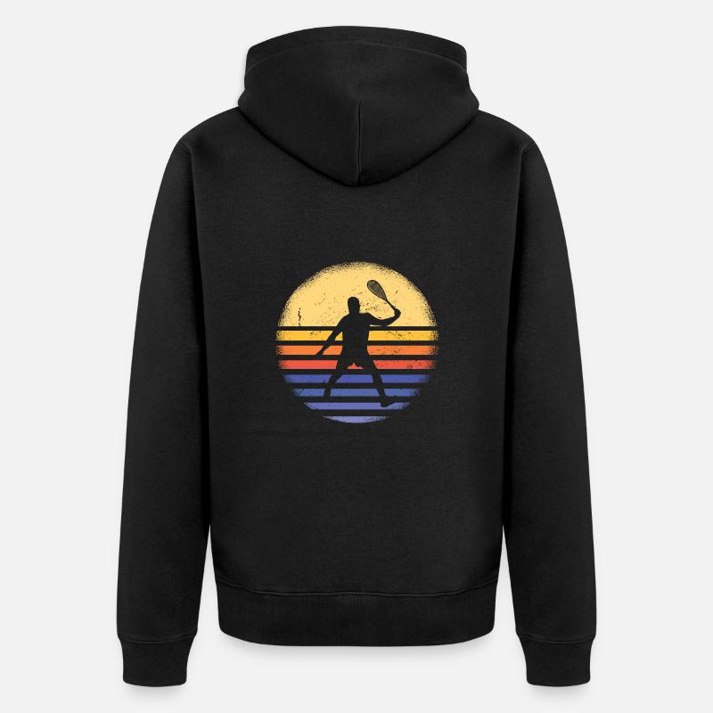 Sport Retro Sunset Squash - Unisex Premium Bio Zip Hoodie - Schwarz