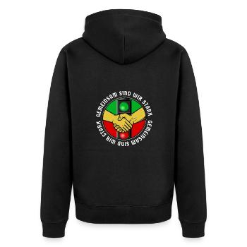 Together we are strong - Unisex Premium Organic Zip Hoodie - black - Back - Nico (187cm)