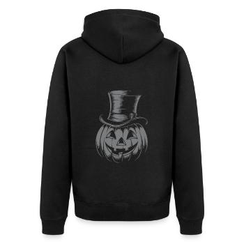 Citrouille d’Halloween avec dessin au trait de chapeau haut de forme - Veste à capuche bio Premium Unisexe - noir - Dos - Nico (187cm)