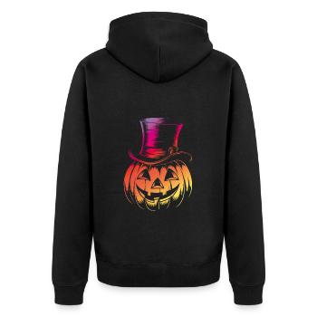 Citrouille d'Halloween avec dessin au trait haut de forme - Veste à capuche bio Premium Unisexe - noir - Dos - Nico (187cm)