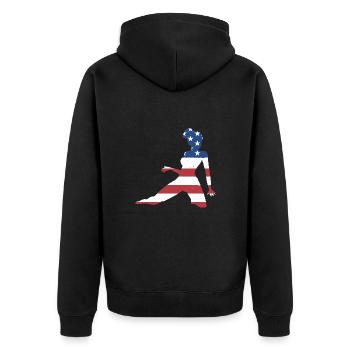 Gymnast Us Flag Rhythmic Gymnastics - Unisex Premium Organic Zip Hoodie - black - Back - Nico (187cm)