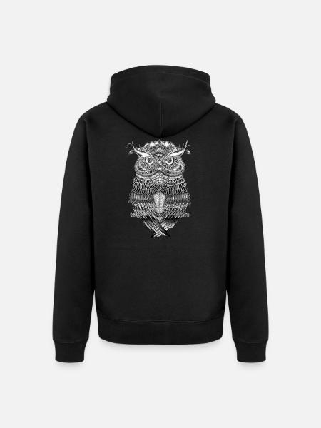 Eule - Unisex Premium Bio Zip Hoodie - Schwarz