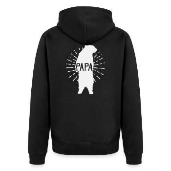 Journée Papa Ours Père - fête des pères - Veste à capuche bio Premium Unisexe - noir - Dos - Nico (187cm)