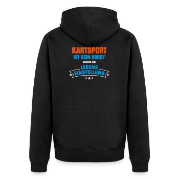 Kartsport Sportart - Unisex Premium Bio Zip Hoodie - Schwarz - Hinten - Nico (187cm)