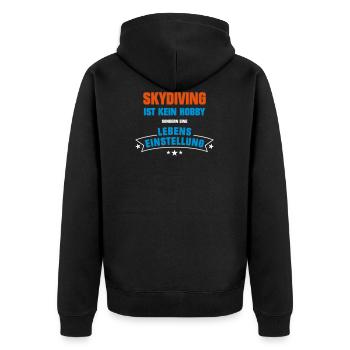 Skydiving Sportart - Unisex Premium Bio Zip Hoodie - Schwarz - Hinten - Nico (187cm)