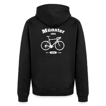Bicycle Münster - Unisex Premium Organic Zip Hoodie - black - Back - Nico (187cm)