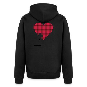 Pixel Herz Heart Liebe Gaming Game Pixelart - Unisex Premium Bio Zip Hoodie - Schwarz - Hinten - Nico (187cm)