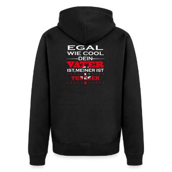 Egal wie cool vater geschenk ist Tunesien - Unisex Premium Bio Zip Hoodie - Schwarz - Hinten - Nico (187cm)