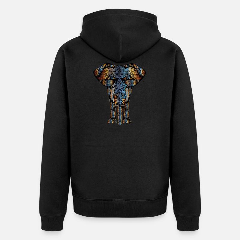 Elephant abstrait art cadeau - Veste à capuche bio Premium Unisexe - noir