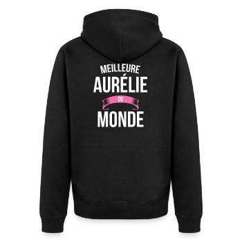 Meilleure Aurélie du monde femme - Veste à capuche bio Premium Unisexe - noir - Dos - Nico (187cm)