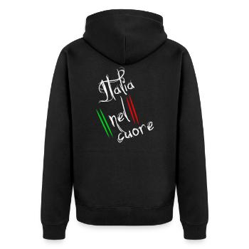 Italien im Herzen Italia nel cuore amore Geschenk - Unisex Premium Bio Zip Hoodie - Schwarz - Hinten - Nico (187cm)