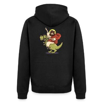 Dinosaurier Jesus lustig T-Rex Geschenk Geburt - Unisex Premium Bio Zip Hoodie - Schwarz - Hinten - Nico (187cm)