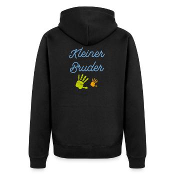 Kleiner Bruder T-Shirt - Unisex Premium Bio Zip Hoodie - Schwarz - Hinten - Nico (187cm)