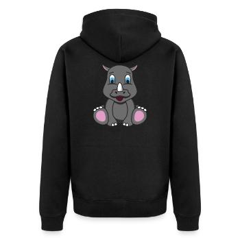 Nashorn Rhinozeros - Unisex Premium Bio Zip Hoodie - Schwarz - Hinten - Nico (187cm)