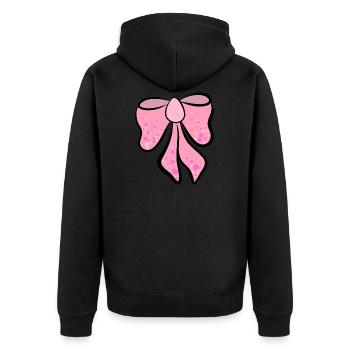 schöne rosa, pinke Schleife , Geschenkidee - Unisex Premium Bio Zip Hoodie - Schwarz - Hinten - Nico (187cm)