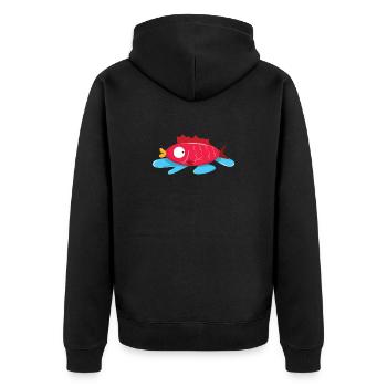Fisch ohne wasser - Unisex Premium Bio Zip Hoodie - Schwarz - Hinten - Nico (187cm)