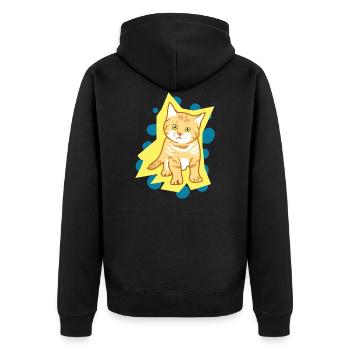 Süßes trauriges Katzenbaby - Unisex Premium Bio Zip Hoodie - Schwarz - Hinten - Nico (187cm)