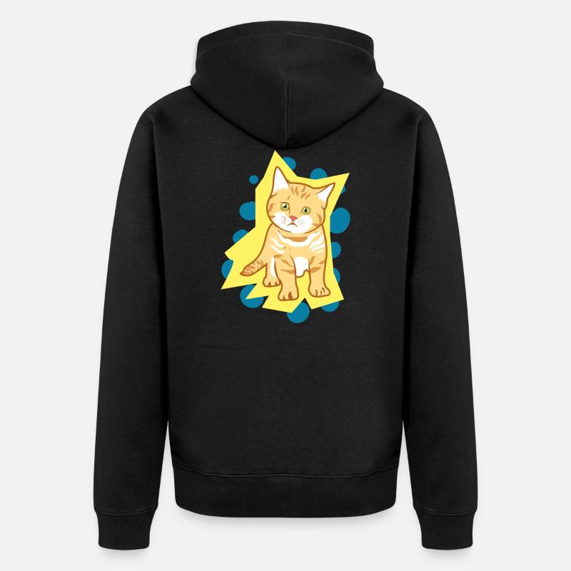 Doux chat triste bébé - Veste à capuche bio Premium Unisexe - noir