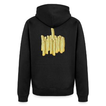 Fries One - Unisex Premium Organic Zip Hoodie - black - Back - Nico (187cm)