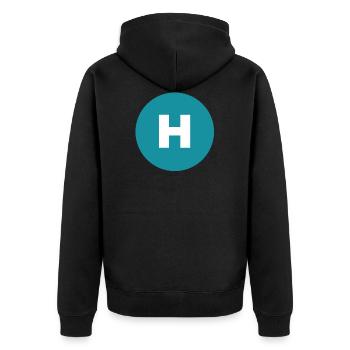Buchstabe - H - Unisex Premium Bio Zip Hoodie - Schwarz - Hinten - Nico (187cm)