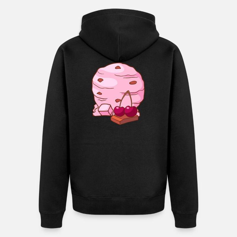 Crème glacée à la cerise Crème glacée à la crème glacée - Veste à capuche bio Premium Unisexe - noir