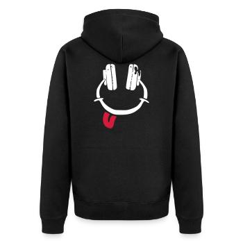 Casque d'écoute - smiley - langue - Veste à capuche bio Premium Unisexe - noir - Dos - Nico (187cm)