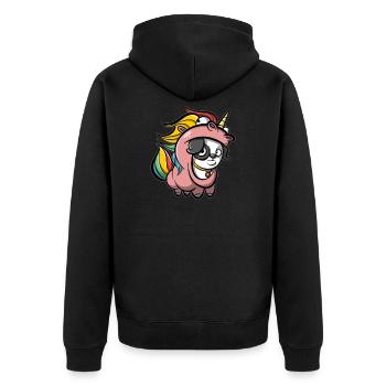 Hund im Einhorn Kostüm - Unisex Premium Bio Zip Hoodie - Schwarz - Hinten - Nico (187cm)