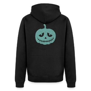 Die niedlichen grusel Kürbisse - Unisex Premium Bio Zip Hoodie - Schwarz - Hinten - Nico (187cm)