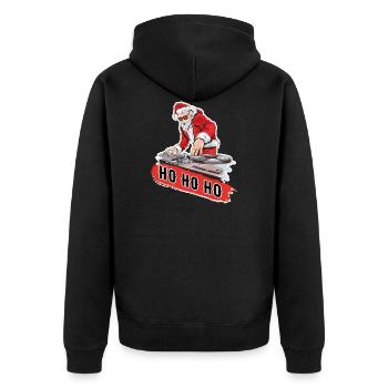 DJ Weihnachtsmann Techno Weihnachten Geschenk - Unisex Premium Bio Zip Hoodie - Schwarz - Hinten - Nico (187cm)