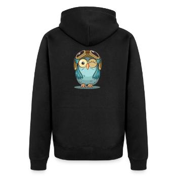 Flieger - Unisex Premium Bio Zip Hoodie - Schwarz - Hinten - Nico (187cm)