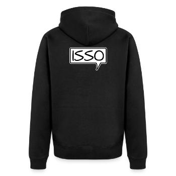 Speech bubble "Isso" Agree Affirm - Unisex Premium Organic Zip Hoodie - black - Back - Nico (187cm)