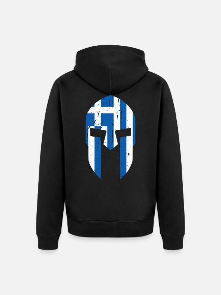 Grece Drapeau Hellas Spartiates Cadeau - Veste à capuche bio Premium Unisexe - noir