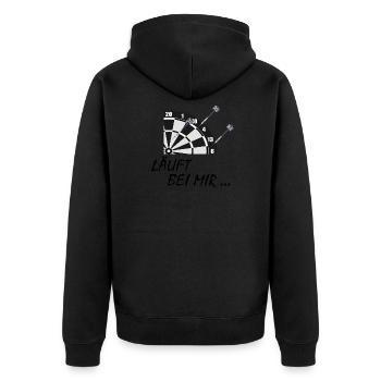 Darten Dart Bier lustig Abflug - Unisex Premium Bio Zip Hoodie - Schwarz - Hinten - Nico (187cm)