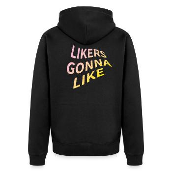 Likers gonna like bunt grunge - Unisex Premium Bio Zip Hoodie - Schwarz - Hinten - Nico (187cm)
