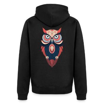Hippie Eule - Unisex Premium Bio Zip Hoodie - Schwarz - Hinten - Nico (187cm)