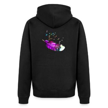 feather 10 - Unisex Premium Bio Zip Hoodie - Schwarz - Hinten - Nico (187cm)