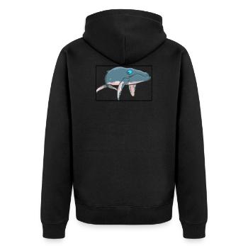 Buckelwal Wal T-Shirt - Unisex Premium Bio Zip Hoodie - Schwarz - Hinten - Nico (187cm)