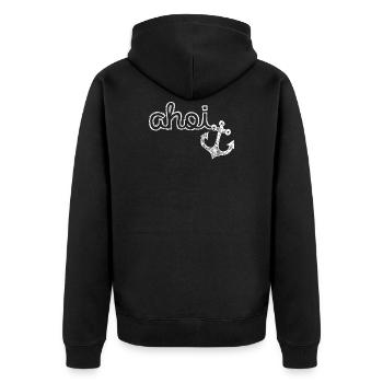 Ahoi Anker Anchor Skizze Maritim Hafen - Unisex Premium Bio Zip Hoodie - Schwarz - Hinten - Nico (187cm)