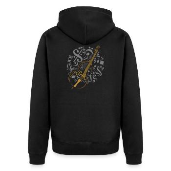 Double bass in note circle - Unisex Premium Organic Zip Hoodie - black - Back - Nico (187cm)