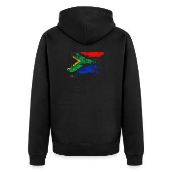 africa F - Unisex Premium Bio Zip Hoodie - Schwarz - Hinten - Nico (187cm)