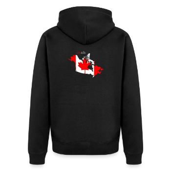canada F - Unisex Premium Bio Zip Hoodie - Schwarz - Hinten - Nico (187cm)