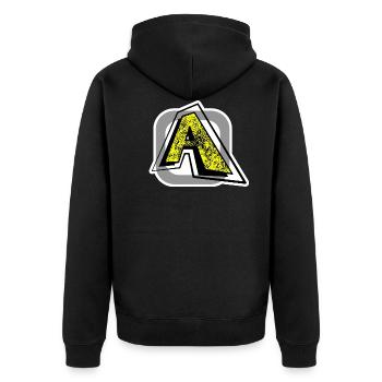 Buchstabe A - Unisex Premium Bio Zip Hoodie - Schwarz - Hinten - Nico (187cm)