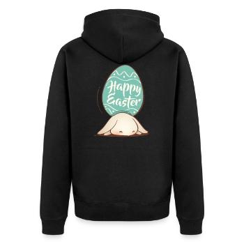 Doux lapin de Pâques avec oeuf coloré et lettrage - Veste à capuche bio Premium Unisexe - noir - Dos - Nico (187cm)