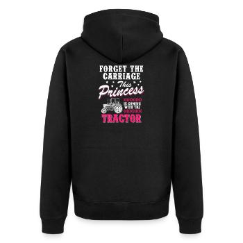 Landwirtin Traktor Frau Geschenk · Prinzessin - Unisex Premium Bio Zip Hoodie - Schwarz - Hinten - Nico (187cm)